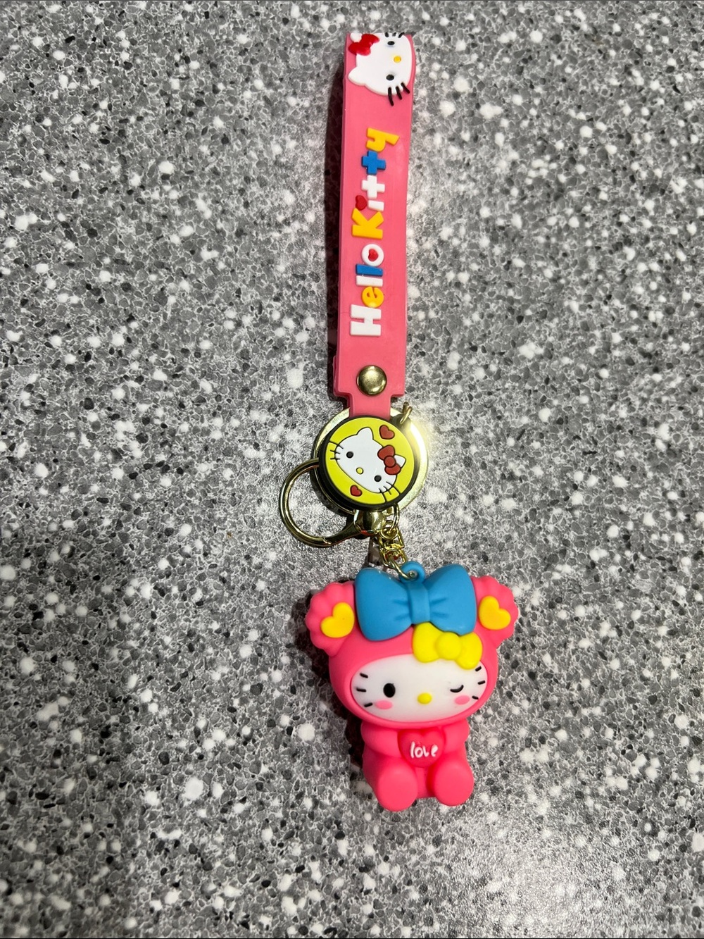 Sanrio Pink Blue Yellow Hello Kitty Charm Wrist Keychain